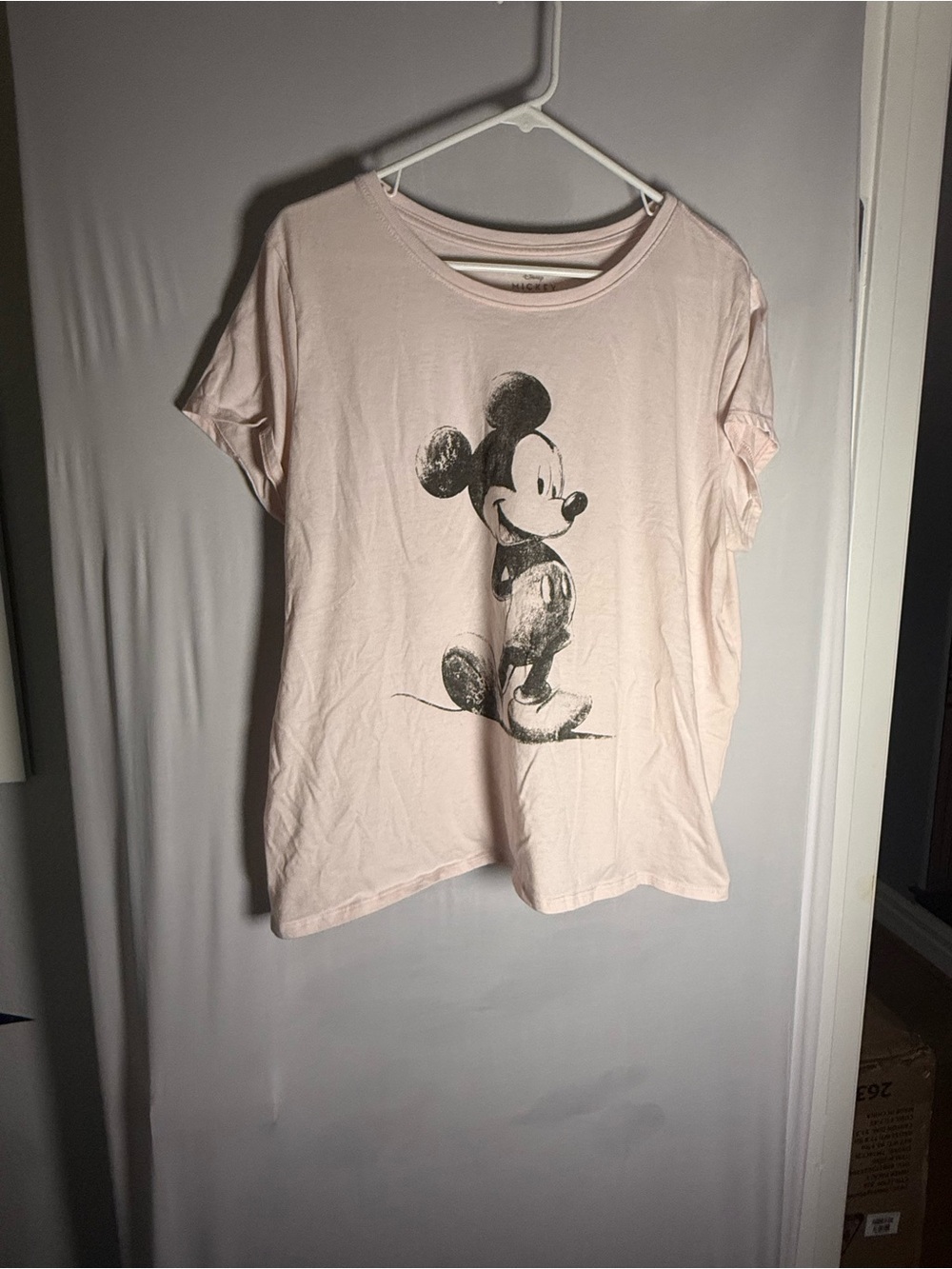 Disney Light Pink Short Sleeve Tee with Black Mickey Print